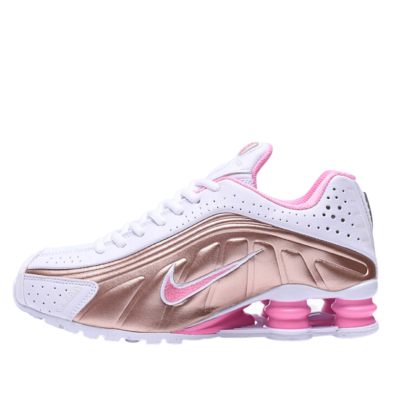 Nike Shox R4 Blanco, oro metálico
