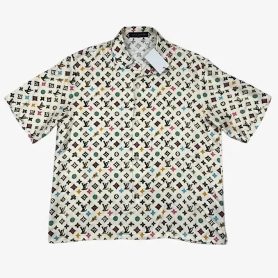 Camiseta LV Monogram Printed Short-Sleeved Silk Shirt